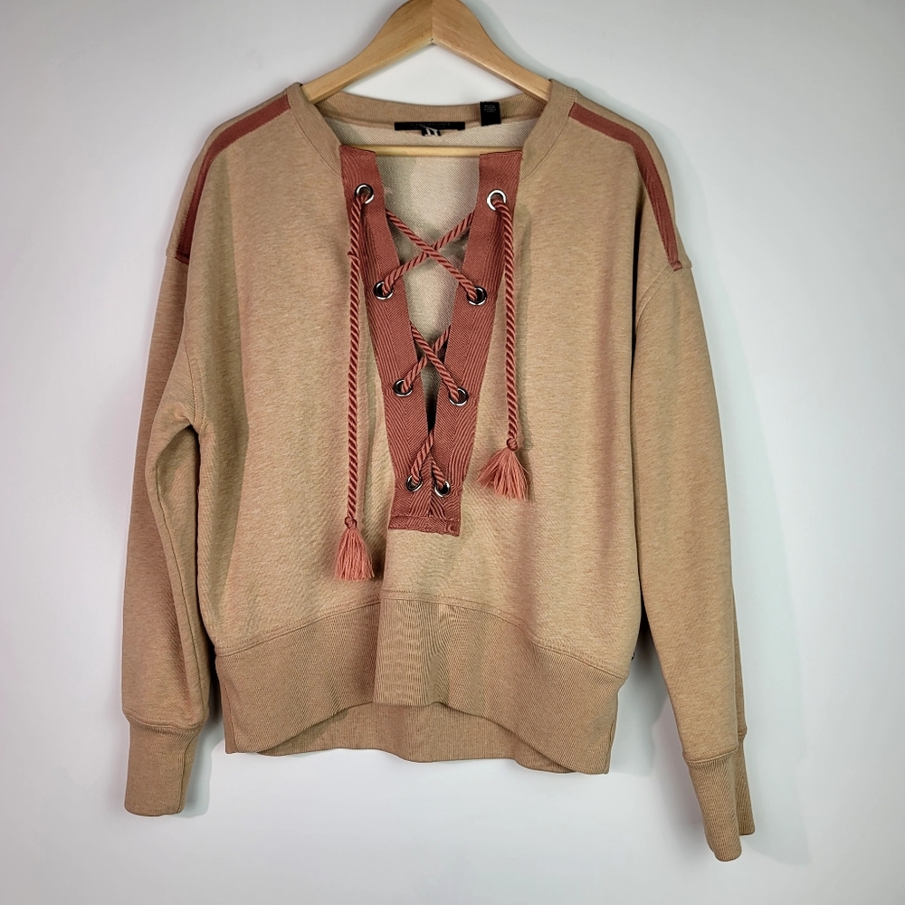 Scotch & Soda tan and pink pullover sweater size large/ XL